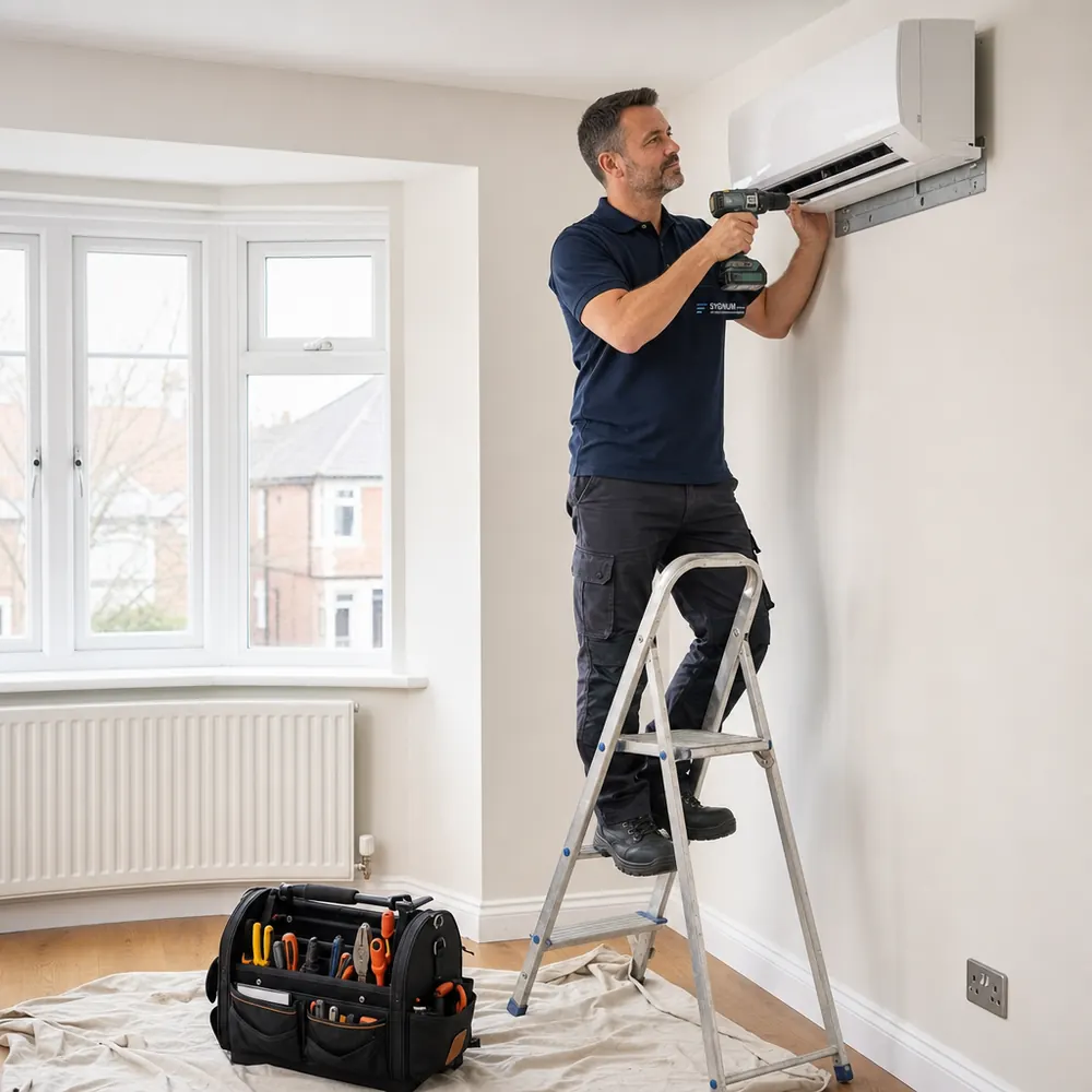Clean new install, indoor unit above a window